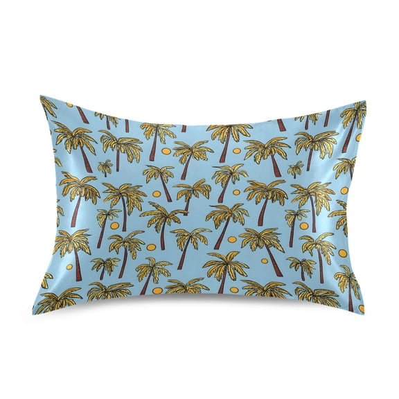 Ryvnso Satin Pillowcase Sun and Palm Tree Pillow Cases Standard Size 26x20in