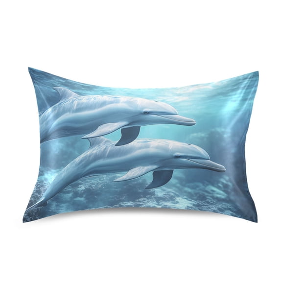 Ryvnso Satin Pillowcase Two Dolphins Pillow Cases Standard Size 26x20in