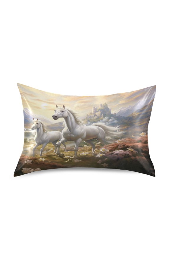 Satin Pillowcase Two Horses Running Pillow Cases Standard Size 26x20in