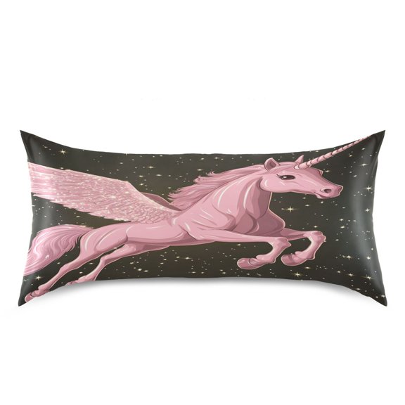 Ryvnso Satin Pillowcase Unicorn Starry Pillow Cases Standard Size 40x20in