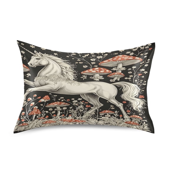 Ryvnso Satin Pillowcase Unicorn and Mushroom Pillow Cases Standard Size 26x20in