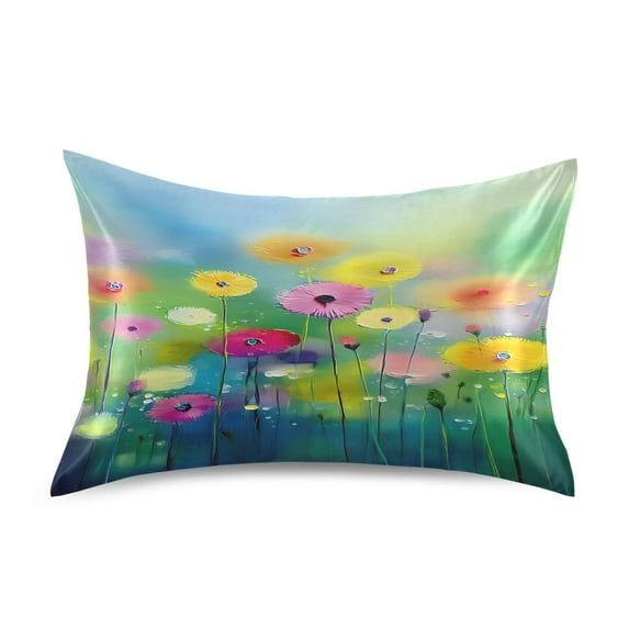 Ryvnso Satin Pillowcase Watercolor Abstract Floral Green Pillow Cases Standard Size 30x20in