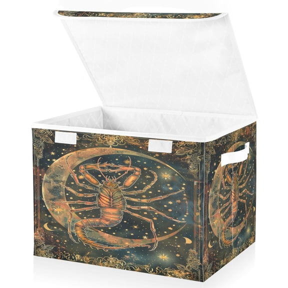 Ryvnso Scorpio Zodiac Sign Large Lidded Foldable Storage Baskets Cubes Boxes Lids Bin for Home