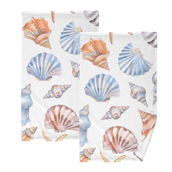 Ryvnso Sea Shell Coach Cotton Hand Towels Sets Face Towel 2 PCs Bathroom Decorative