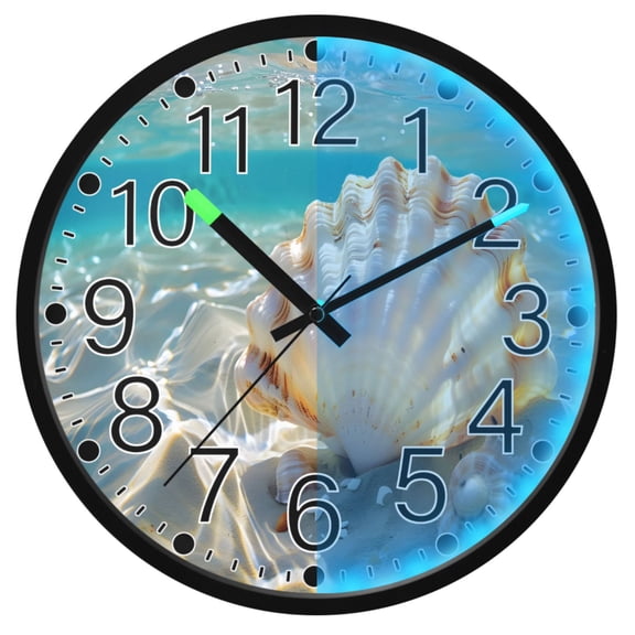 Ryvnso Sea Shell in Sea 12 Inch Night Light Wall Clock Silent Battery Operated Luminous Clocks