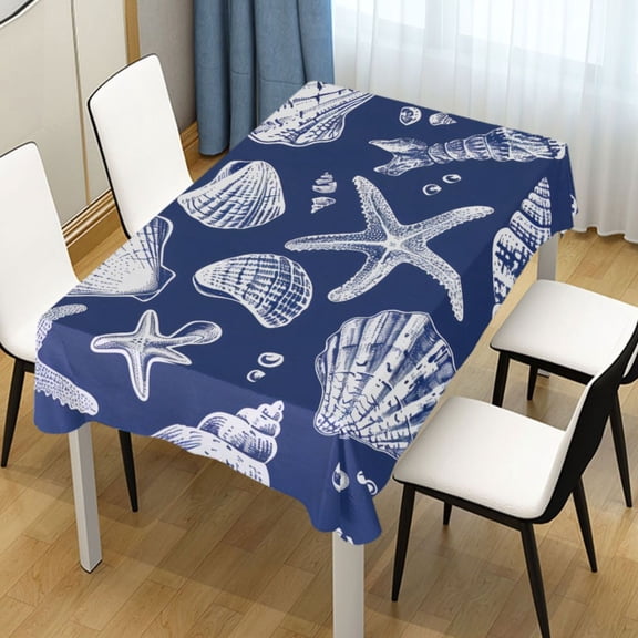 Ryvnso Sea Shells Seastars Rectangle Table Cloth Tablecover Dinning Tablecloth 54"x54"