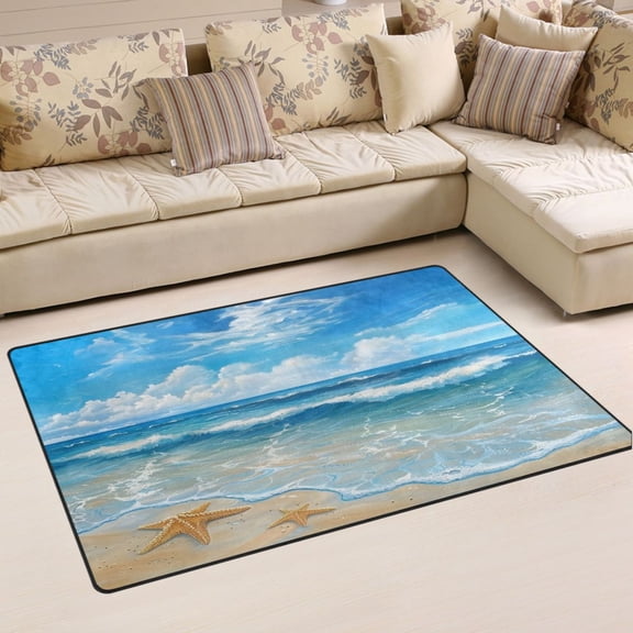Ryvnso Sea Star on Beach Sky View Area Floor Mat Non-Slip Carpet Soft Rugs Doormats 31" x 20"
