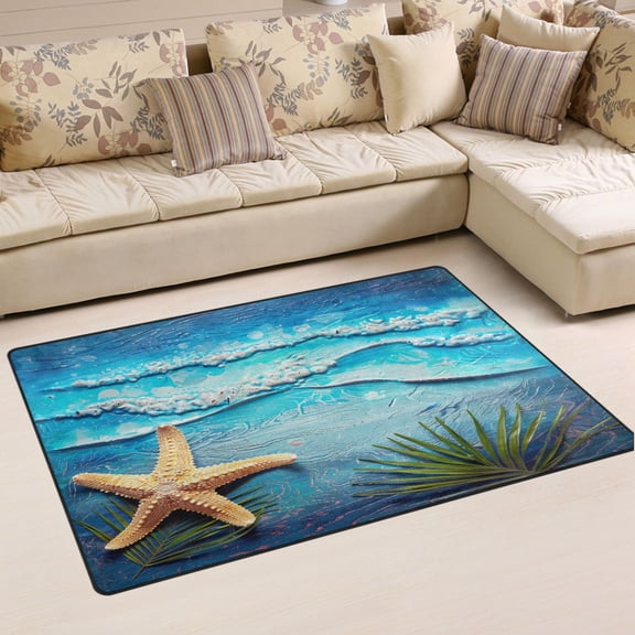 Ryvnso Sea Star on Retro Beach Area Floor Mat Non-Slip Carpet Soft Rugs Doormats 31" x 20"