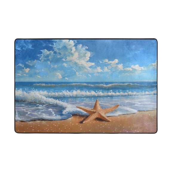 Ryvnso Sea Stars Beach Sky Landscape Area Floor Mats Large Nursery Rugs Non-Slip Carpets Doormat 36" x 24"