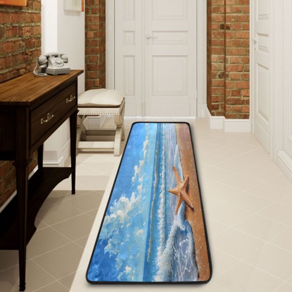 Ryvnso Sea Stars Beach Sky Landscape Hallway Runner Rugs Floor Carpet Non Slip Entryway Mat 2' x 6'