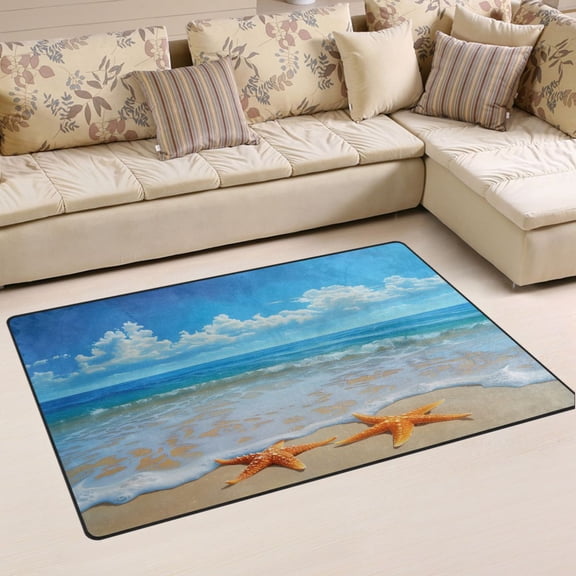 Ryvnso Sea Stars Beach Sky View Area Floor Mat Non-Slip Carpet Soft Rugs Doormats 31" x 20"