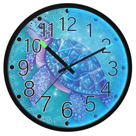 Ryvnso Sea Turtle 12 Inch Night Light Wall Clock Silent Battery Operated Luminous Clocks