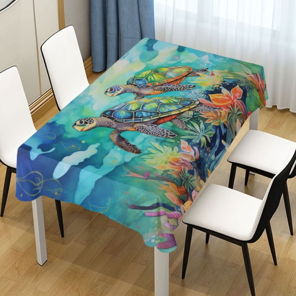 Ryvnso Sea Turtles in Ocean Rectangle Table Cloth Tablecover Dinning Tablecloth 54"x54"