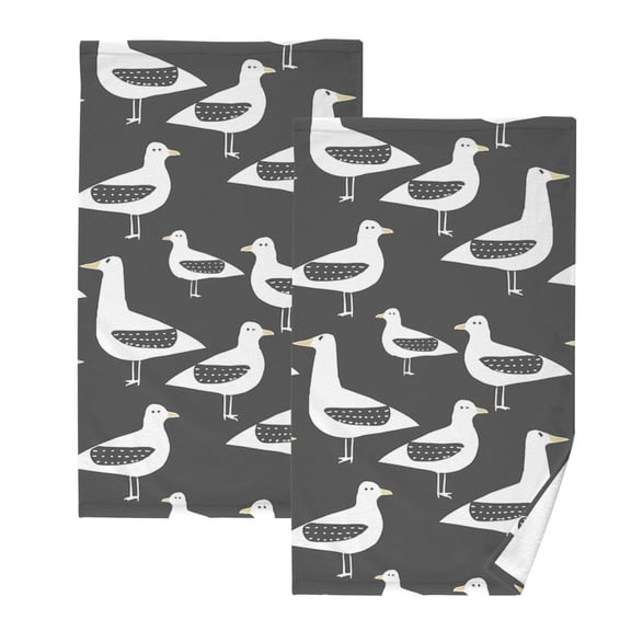Ryvnso Seagull Cotton Hand Towels Sets Face Towel 2 PCs Bathroom Decorative