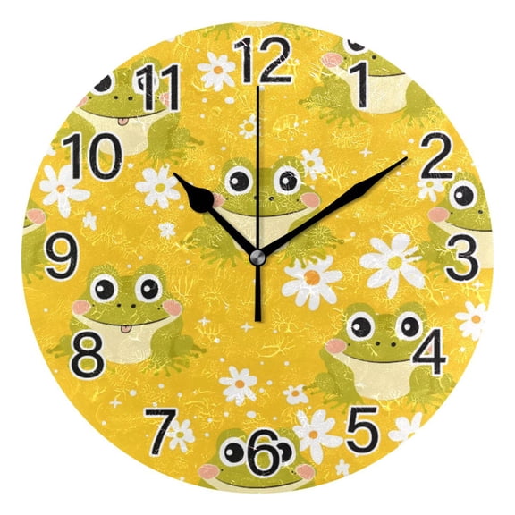 Ryvnso Seamles Frogs Wall Clock Non Ticking Silent Kitchen Clock Battery Operated Clocks 10 inch