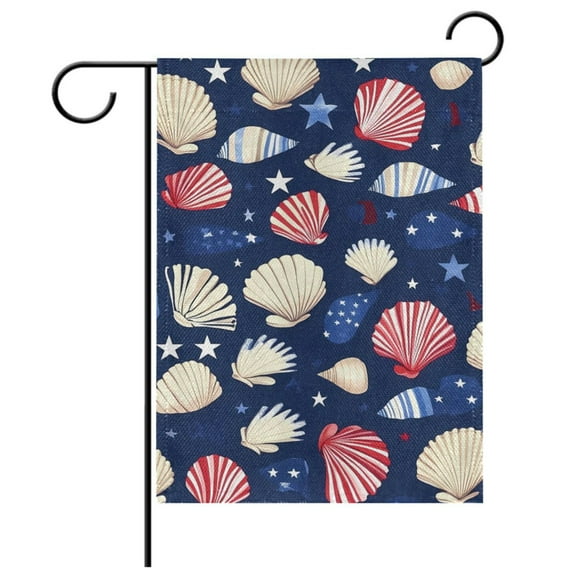 Ryvnso Seashell American Flag Garden Flag 12x18 Inch Double Sided Seasonal Yard Decoration