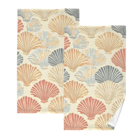 Ryvnso Seashell Retro Cotton Hand Towels Sets Face Towel 2 PCs Bathroom Decorative