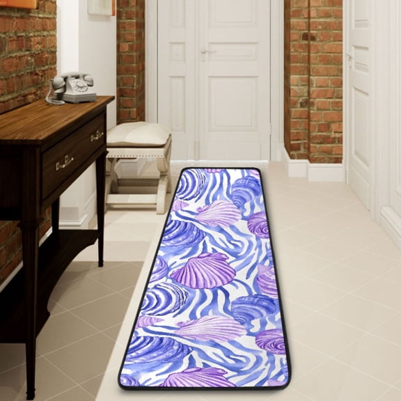 Ryvnso Seashells Conch on Wave Hallway Runner Rugs Floor Carpet Non Slip Entryway Mat 2' x 6'