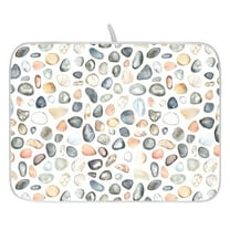 Ryvnso Seashells Stone Dish Drying Mat for Kitchen Countertop 16x18 Small Dish Pad Drainer Rack Dish Sink Mats