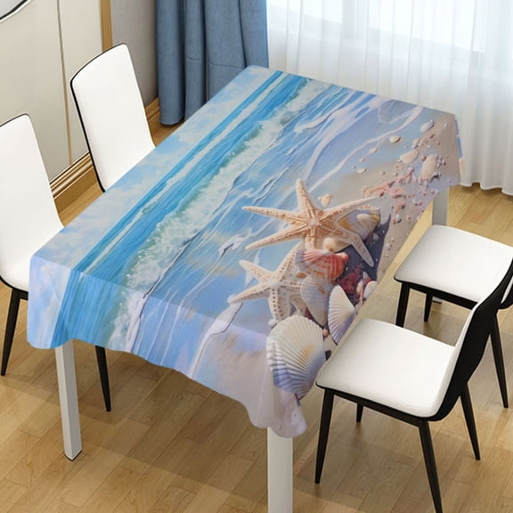 Ryvnso Seastar Seashells Summer Beach Rectangle Table Cloth Tablecover Dinning Tablecloth 60"x108"