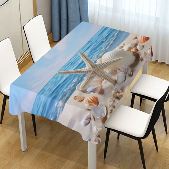 Ryvnso Seastar and Shells on Beach Rectangle Table Cloth Tablecover Dinning Tablecloth 54"x54"