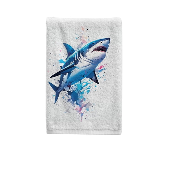 Ryvnso Shark Hand Towels for Bathroom Cotton Face Towel Decorative 15.5x29.5 inch