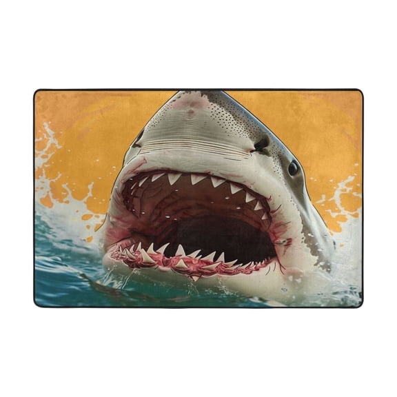 Ryvnso Shark Mouth Pattern Area Floor Mats Large Nursery Rugs Non-Slip Carpets Doormat 36" x 24"