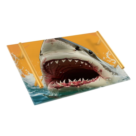 Ryvnso Shark Mouth Pattern Bathroom Tray Vanity Countertop Trays Acrylic Organizer
