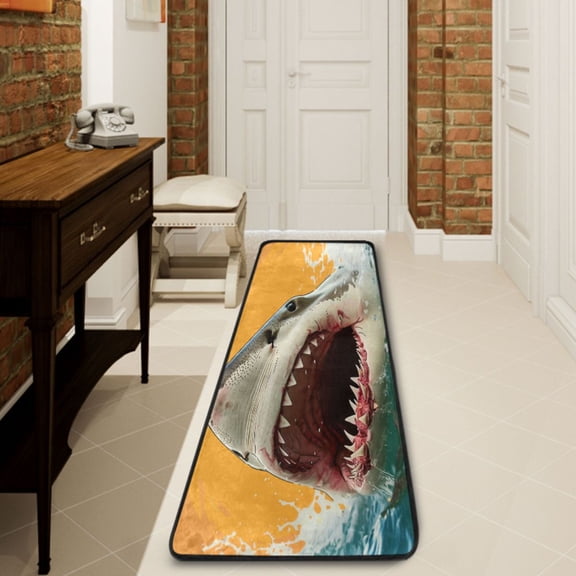 Ryvnso Shark Mouth Pattern Hallway Runner Rugs Floor Carpet Non Slip Entryway Mat 2' x 6'