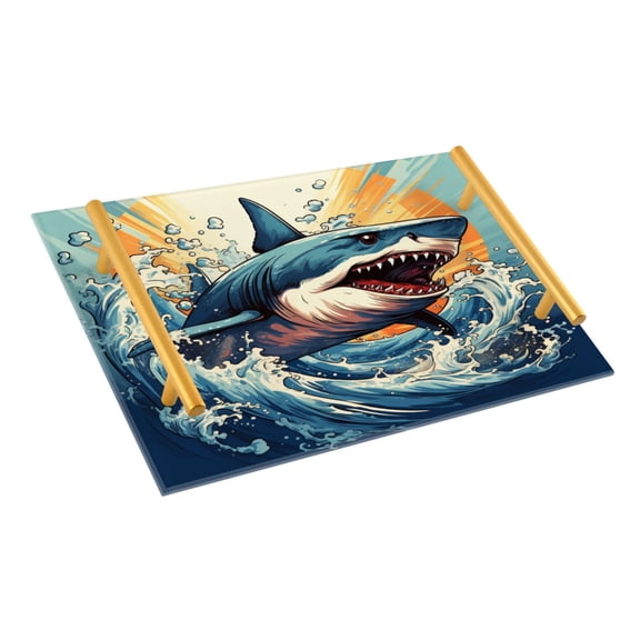 Ryvnso Shark in Ocean Bathroom Tray Vanity Countertop Trays Acrylic Organizer