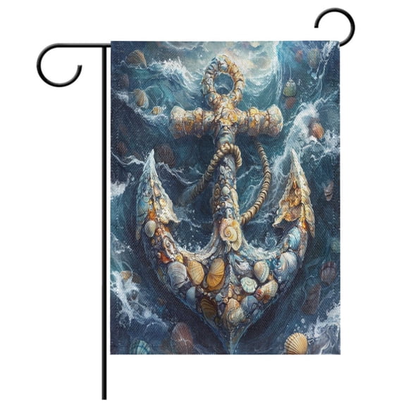 Ryvnso Shell Anchors Pattern Garden Flag 12x18 Inch Double Sided Seasonal Yard Decoration