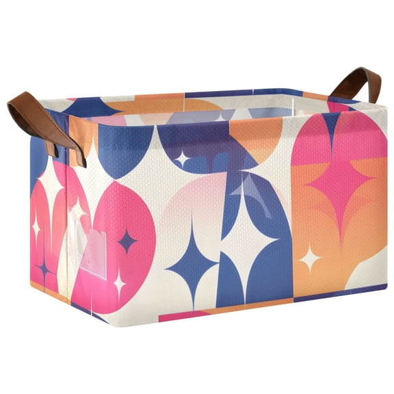 Ryvnso Shiny Geometric Print Storage Bins Large Basket Foldable Cube Toys Organizer with Handles 1 PC