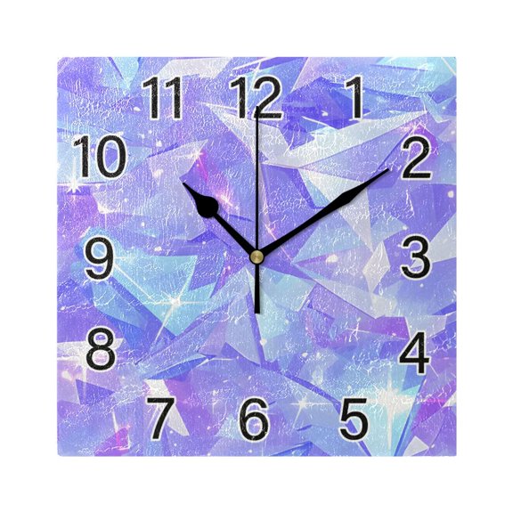 Ryvnso Shiny Geometric Shape Print Wall Clock Square Silent Non-Ticking Battery Operated 7.78"