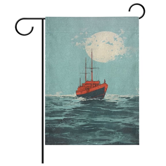 Ryvnso Ship on Sea Garden Flag 12x18 Inch Double Sided Seasonal Yard Decoration