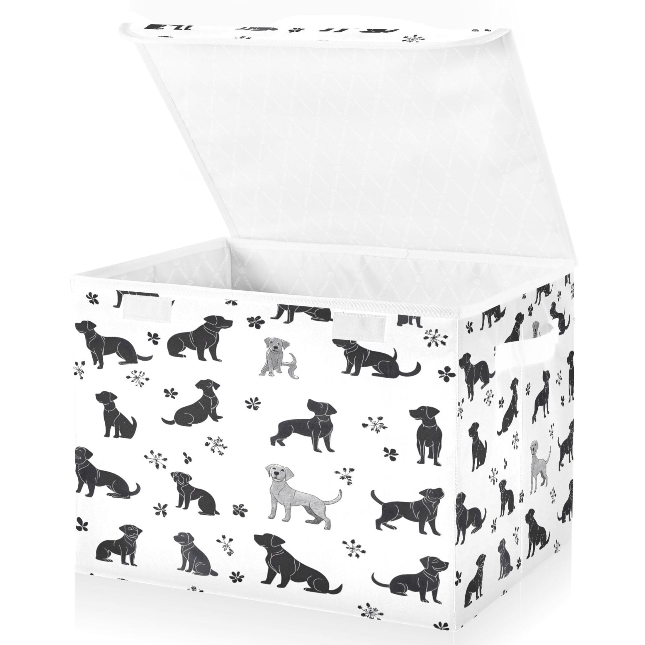 Ryvnso Silhouette Doodle Dogs Large Lidded Foldable Storage Baskets Cubes Boxes Lids Bin for Home
