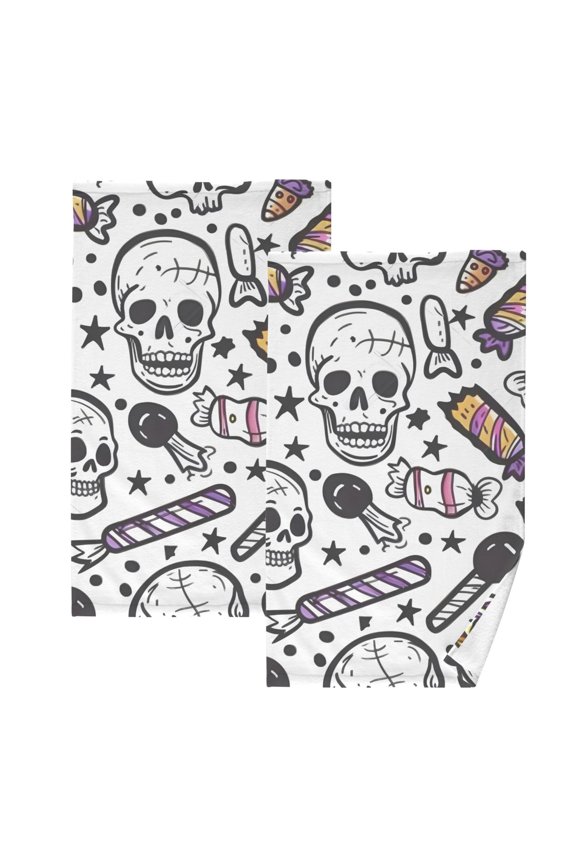 Skeleton Cartoon Cotton Hand Towels Sets Face Towel 2 PCs Bathroom Decorative