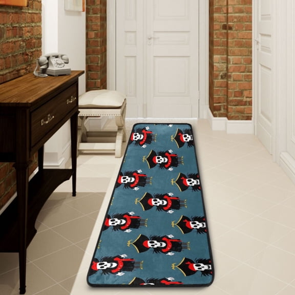 Ryvnso Skeleton Cool Hallway Runner Rugs Floor Carpet Non Slip Entryway Mat 2' x 6'