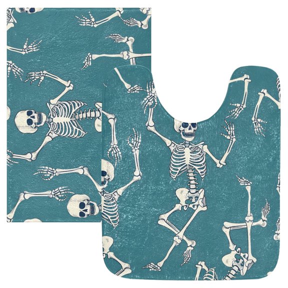 Ryvnso Skeleton Dancing Bathroom Shaggy Rugs Toilet Mat Soft Contour Rug