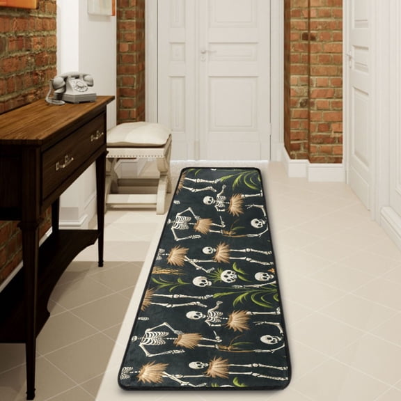Ryvnso Skeleton Dancing Hallway Runner Rugs Floor Carpet Non Slip Entryway Mat 2' x 6'