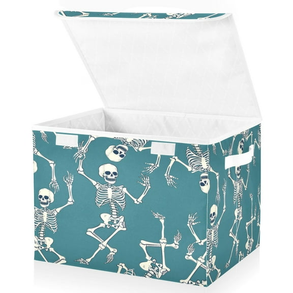 Ryvnso Skeleton Dancing Large Lidded Foldable Storage Baskets Cubes Boxes Lids Bin for Home