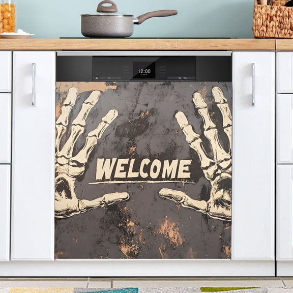 Ryvnso Skeleton Hands Welcome Dishwasher Magnetic Refrigerator Magnet Cover Kitchen Home Decorative 23"x26"