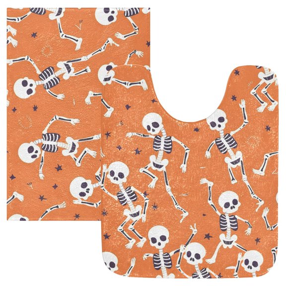 Ryvnso Skeleton Skull Dancing Bathroom Shaggy Rugs Toilet Mat Soft Contour Rug