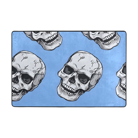 Ryvnso Skeleton Skull Head Area Floor Mats Large Nursery Rugs Non-Slip Carpets Doormat 36" x 24"