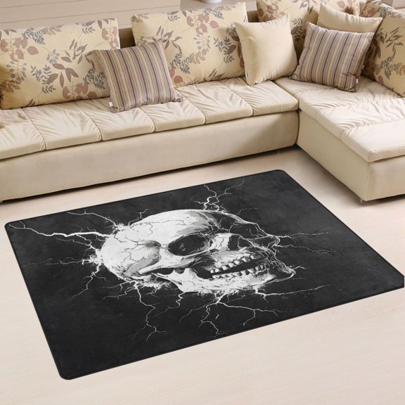Ryvnso Skull Area Floor Mat Non-Slip Carpet Soft Rugs Doormats 60" x 39"