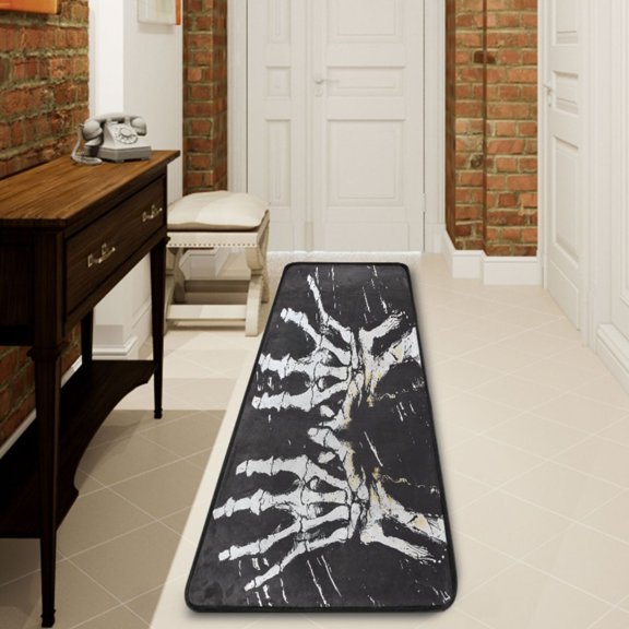 Ryvnso Skull Hands Hallway Runner Rugs Floor Carpet Non Slip Entryway Mat 2' x 6'