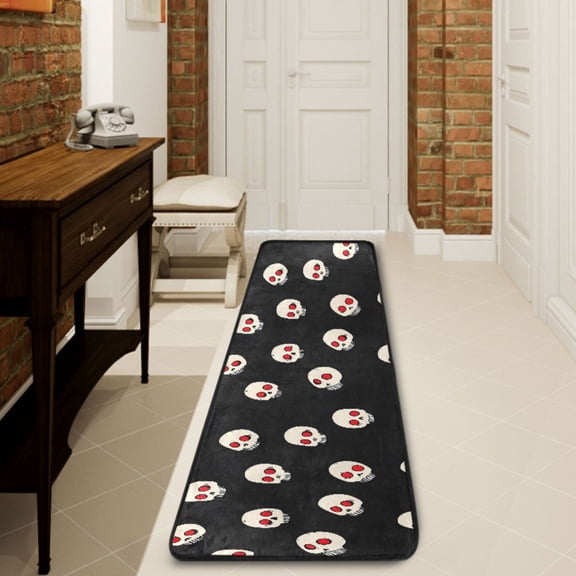 Ryvnso Skull Head Hallway Runner Rugs Floor Carpet Non Slip Entryway Mat 2' x 6'