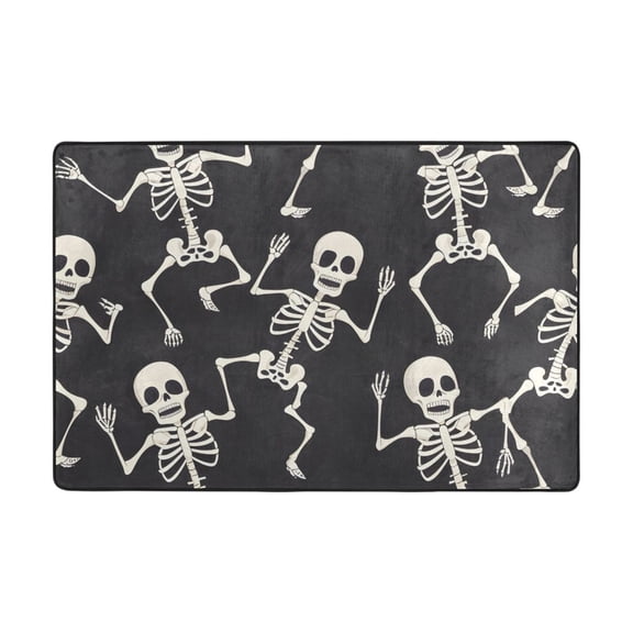 Ryvnso Skull Skeleton Dancing Area Floor Mats Large Nursery Rugs Non-Slip Carpets Doormat 36" x 24"
