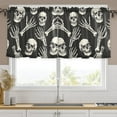 thumbnail image 1 of Ryvnso Skull Skeleton Hands Curtains Sets Short Curtain Rod Pocket Half Window Cafe Farmhouse Tier 2 Panels 57"W x 24"L, 1 of 7
