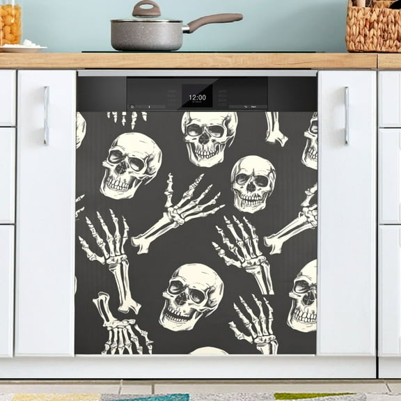 Ryvnso Skull Skeleton Hands Dishwasher Magnetic Refrigerator Magnet Cover Kitchen Home Decorative 23"x26"