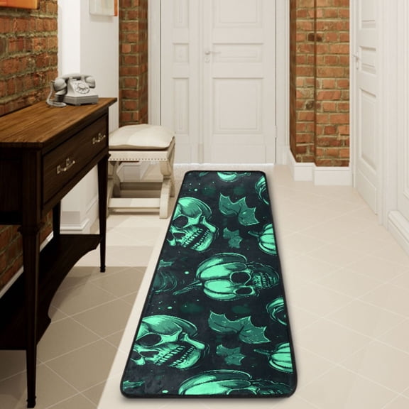 Ryvnso Skull Skeletons Hallway Runner Rugs Floor Carpet Non Slip Entryway Mat 2' x 6'